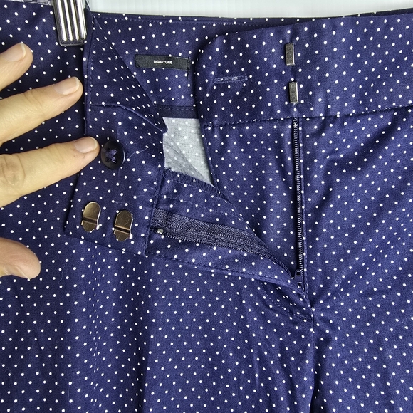 Talbots Women's Petite Navy Polka Dot Straight Leg Cropped Ankle Pant Size 14P - Picture 4 of 10